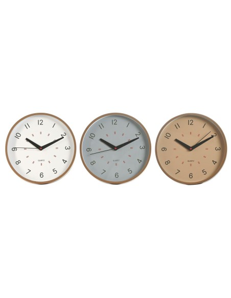 Horloge Murale Home ESPRIT Blanc Beige Gris PVC 30 x 4 x 30 cm (3 Unités)