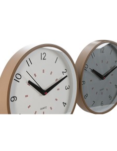 Horloge Murale Home ESPRIT Blanc Beige Gris PVC 30 x 4 x 30 cm (3 Unités) 2