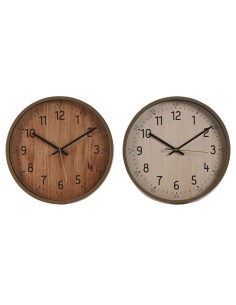 Horloge Murale Home ESPRIT Marron Naturel PVC Bois 30 x 4 x 30 cm (2 Unités)