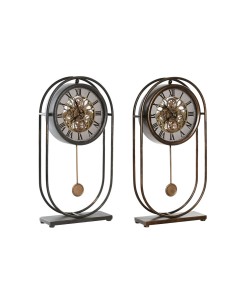 Horloge de table Home ESPRIT Noir Doré Vintage (2 Unités)