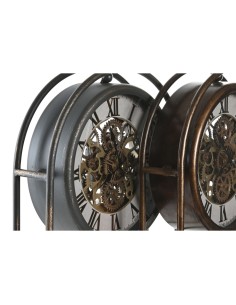 Horloge de table Home ESPRIT Noir Doré Vintage (2 Unités) 2