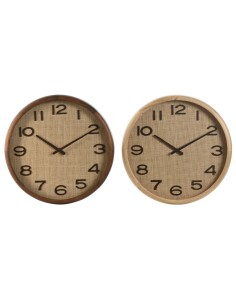 Horloge Murale Home ESPRIT Marron Naturel Bois Rotin 40 x 5 x 40 cm (2 Unités)
