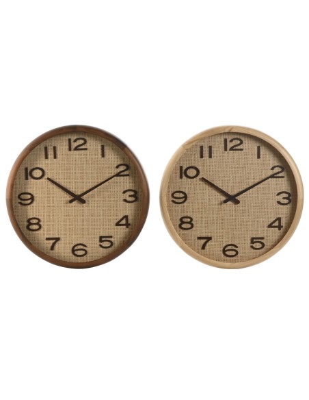 Horloge Murale Home ESPRIT Marron Naturel Bois Rotin 40 x 5 x 40 cm (2 Unités)