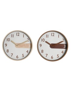 Horloge Murale Home ESPRIT Marron Naturel PVC Bois 30 x 4,7 x 30 cm (2 Unités)