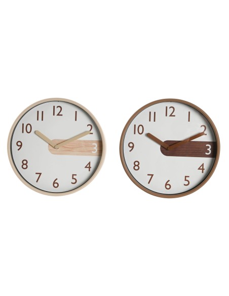 Horloge Murale Home ESPRIT Marron Naturel PVC Bois 30 x 4,7 x 30 cm (2 Unités)