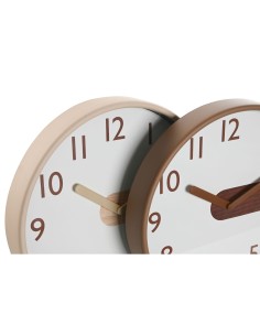 Horloge Murale Home ESPRIT Marron Naturel PVC Bois 30 x 4,7 x 30 cm (2 Unités) 2