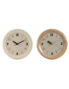 Horloge Murale Home ESPRIT Beige Naturel Bois 30 x 5 x 30 cm (2 Unités)