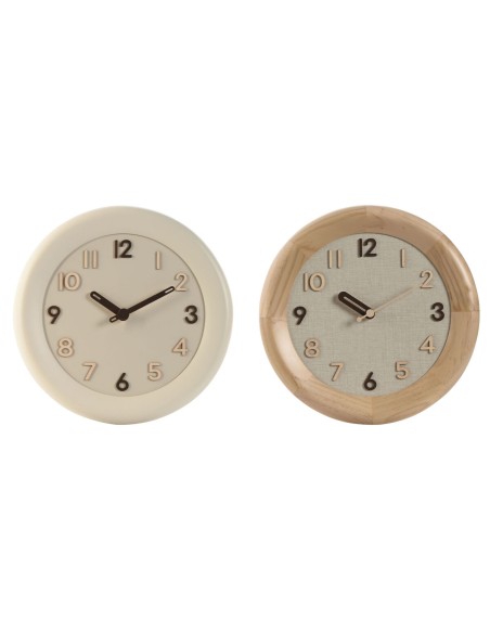 Horloge Murale Home ESPRIT Beige Naturel Bois 30 x 5 x 30 cm (2 Unités)