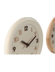 Horloge Murale Home ESPRIT Beige Naturel Bois 30 x 5 x 30 cm (2 Unités) 2
