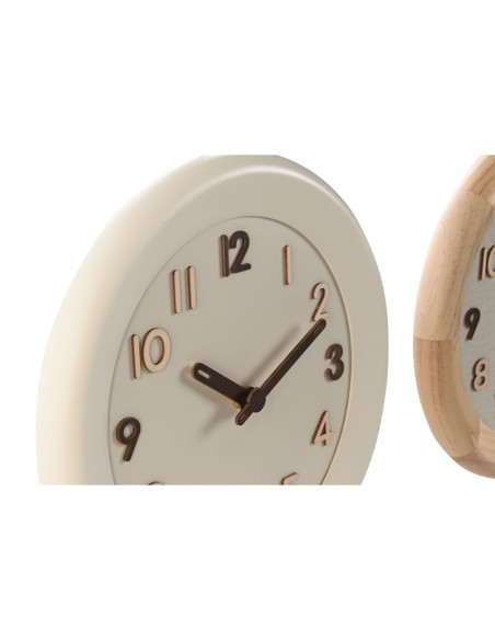 Horloge Murale Home ESPRIT Beige Naturel Bois 30 x 5 x 30 cm (2 Unités)