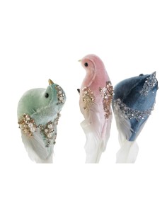 Décorations de Noël DKD Home Decor Multicouleur Oiseau 25 x 7 x 6 cm (3 Unités) 2