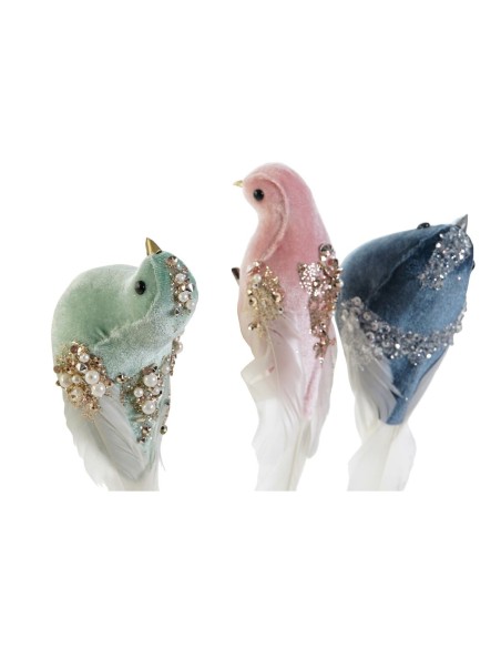 Décorations de Noël DKD Home Decor Multicouleur Oiseau 25 x 7 x 6 cm (3 Unités)