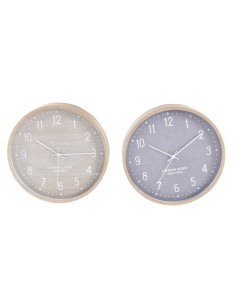 Horloge Murale Home ESPRIT Beige Gris PVC 30 x 4 x 30 cm (2 Unités)