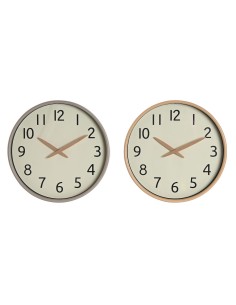 Horloge Murale Home ESPRIT Beige Naturel PVC Bois 30 x 4,7 x 30 cm (2 Unités)