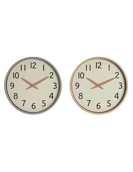 Horloge Murale Home ESPRIT Beige Naturel PVC Bois 30 x 4,7 x 30 cm (2 Unités)