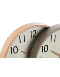 Horloge Murale Home ESPRIT Beige Naturel PVC Bois 30 x 4,7 x 30 cm (2 Unités) 2