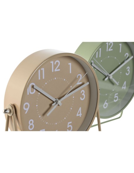 Horloge de table Home ESPRIT Beige (2 Unités)