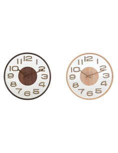 Horloge Murale Home ESPRIT Marron Naturel PVC Bois 30 x 4,7 x 30 cm (2 Unités)