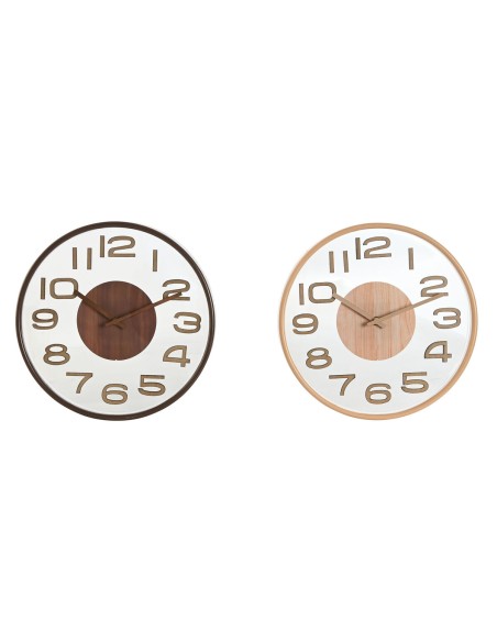 Horloge Murale Home ESPRIT Marron Naturel PVC Bois 30 x 4,7 x 30 cm (2 Unités)