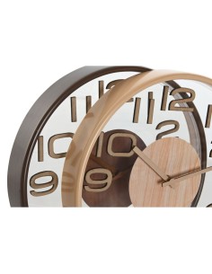 Horloge Murale Home ESPRIT Marron Naturel PVC Bois 30 x 4,7 x 30 cm (2 Unités) 2