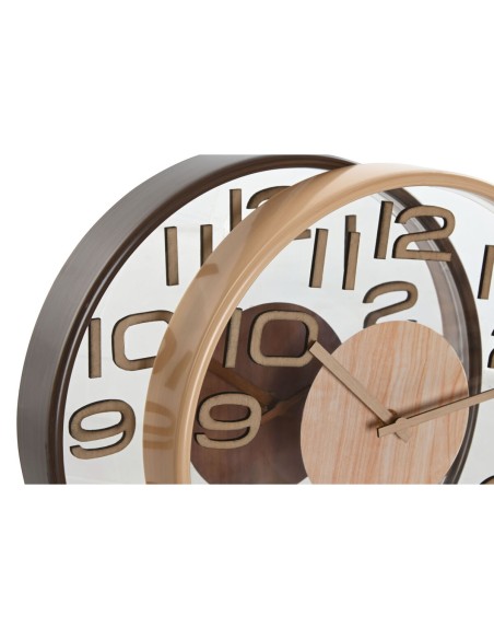 Horloge Murale Home ESPRIT Marron Naturel PVC Bois 30 x 4,7 x 30 cm (2 Unités)