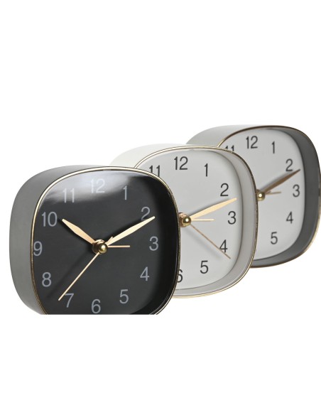 Horloge de table Home ESPRIT Blanc Noir Gris Doré Moderne (3 Unités)