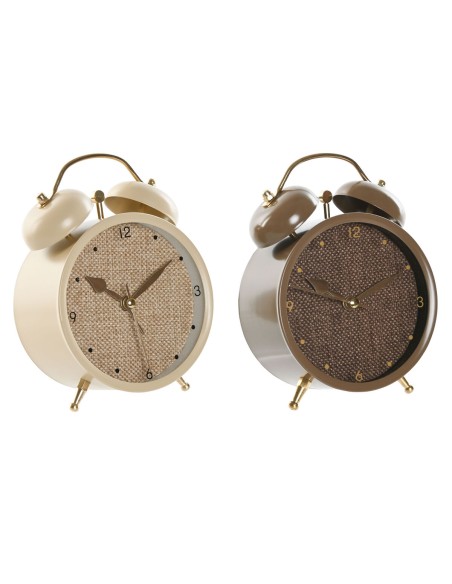 Horloge de table Home ESPRIT Marron Beige (2 Unités)