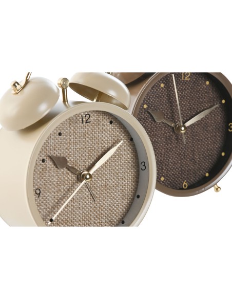 Horloge de table Home ESPRIT Marron Beige (2 Unités)