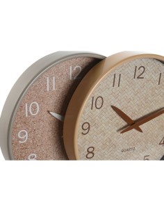 Horloge Murale Home ESPRIT Marron Naturel PVC Bois 30 x 4,7 x 30 cm (2 Unités) 2