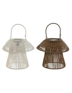 Lampe solaire Home ESPRIT Blanc Marron 31 x 31 x 30 cm (2 Unités)