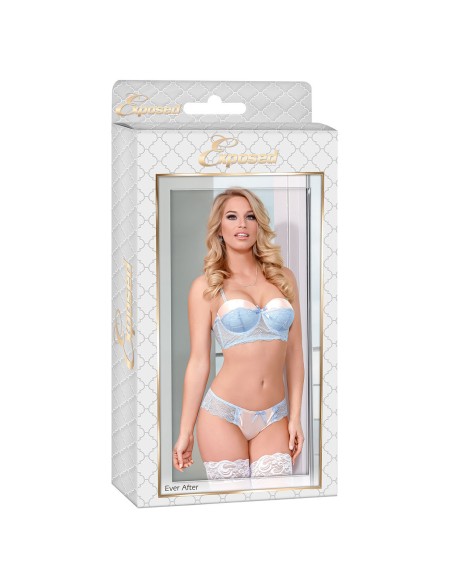 Ensemble de Lingerie Exposed Bleu Crème (S/M)