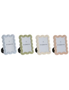 Cadre photo Home ESPRIT Bleu Blanc Vert Rose Verre ABS Scandinave (4 Unités)