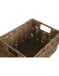 Set de basket Home ESPRIT Naturel Métal Fibre naturelle 36 x 28 x 21 cm (2 Pièces) 2