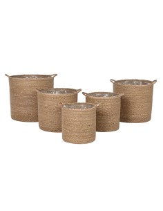 Set de basket Home ESPRIT Naturel Fibre naturelle 37 x 37 x 41 cm (5 Pièces)