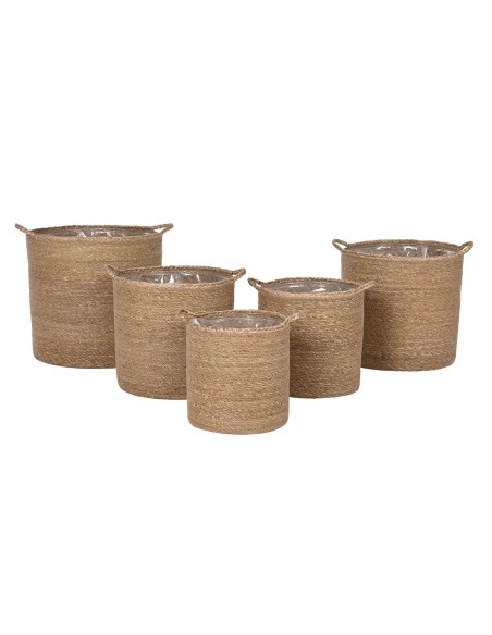 Set de basket Home ESPRIT Naturel Fibre naturelle 37 x 37 x 41 cm (5 Pièces)