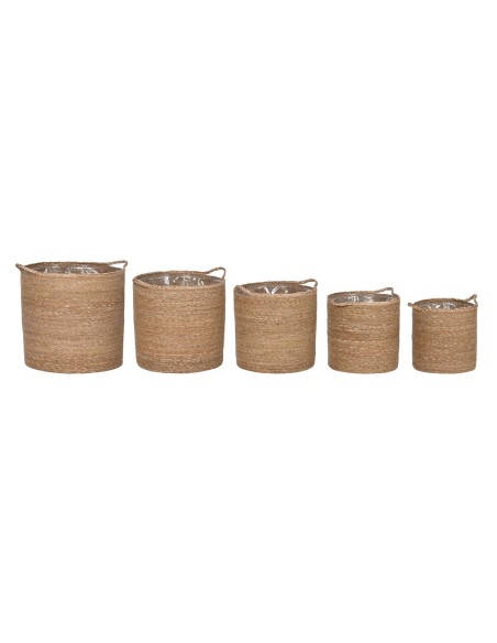 Set de basket Home ESPRIT Naturel Fibre naturelle 37 x 37 x 41 cm (5 Pièces)