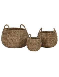 Set de basket Home ESPRIT Naturel Métal Herbier marin Boho (3 Pièces) 2