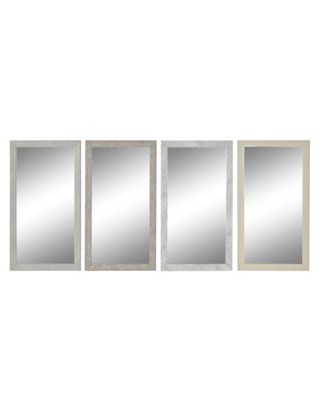 Miroir mural DKD Home Decor Blanc Beige Gris foncé 36 x 2 x 66 cm (4 Unités)