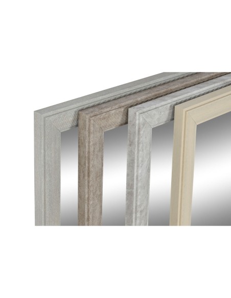 Miroir mural DKD Home Decor Blanc Beige Gris foncé 36 x 2 x 66 cm (4 Unités)