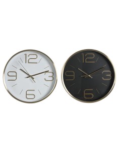 Horloge Murale DKD Home Decor Blanc Noir Doré Aluminium Ø 25 cm 25 x 4 x 25 cm (2 Unités)