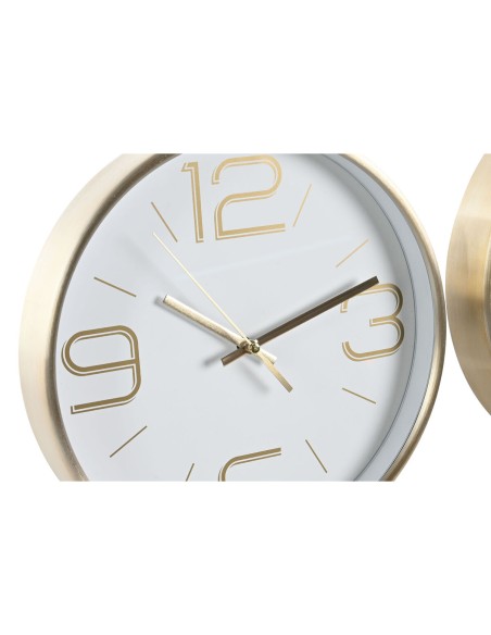 Horloge Murale DKD Home Decor Blanc Noir Doré Aluminium Ø 25 cm 25 x 4 x 25 cm (2 Unités)