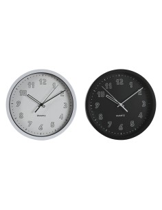 Horloge Murale DKD Home Decor Blanc Noir PVC 25,4 x 4 x 25,4 cm (2 Unités)
