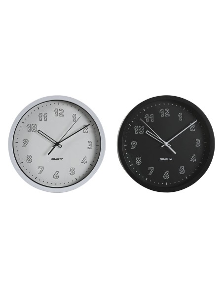 Horloge Murale DKD Home Decor Blanc Noir PVC 25,4 x 4 x 25,4 cm (2 Unités)