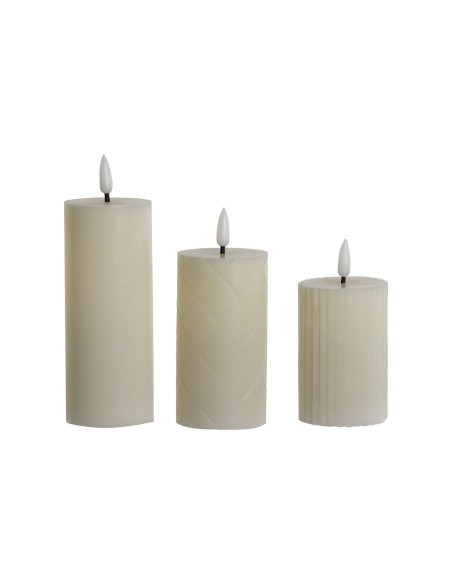 Bougie LED Home ESPRIT Beige 5,5 x 5,5 x 13,5 cm (AA)