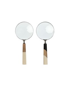 Figurine Décorative Home ESPRIT Bicolore Colonial Loupe 10 x 2,5 x 24,5 cm (2 Unités)