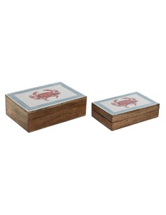 Boîte à bijoux Home ESPRIT Multicouleur Bois de manguier 25 x 17,5 x 8 cm (2 Unités)