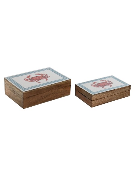 Boîte à bijoux Home ESPRIT Multicouleur Bois de manguier 25 x 17,5 x 8 cm (2 Unités)