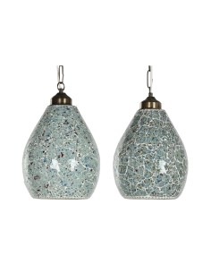 Suspension Home ESPRIT Vert Bleu ciel Métal Verre 25 W 23 x 23 x 66 cm (2 Unités)