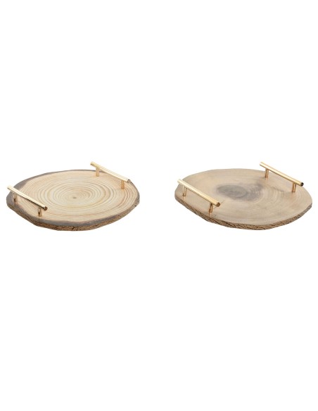Centre de Table Home ESPRIT Marron Doré 30 x 30 x 4 cm (2 Unités)