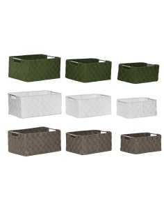 Set de basket Home ESPRIT Vert Gris Crème Métal polypropylène (3 Pièces) (3 Unités)